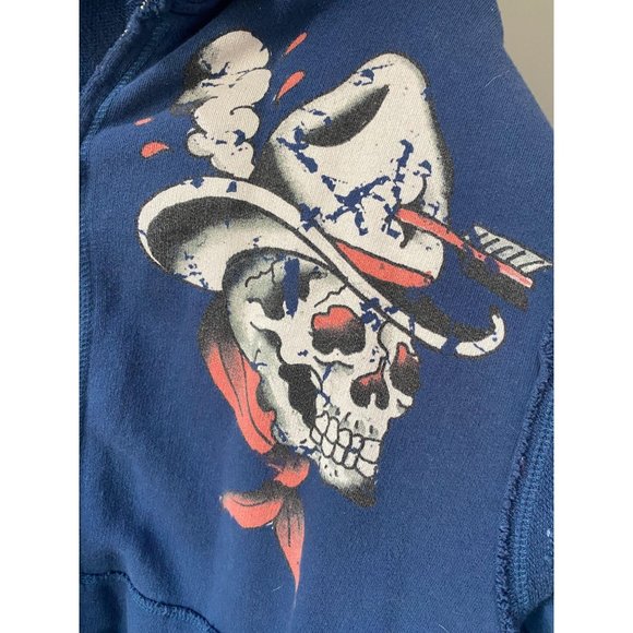 Ed Hardy Y2K Zip Front Sweatshirt Blue XL - Picture 3 of 8